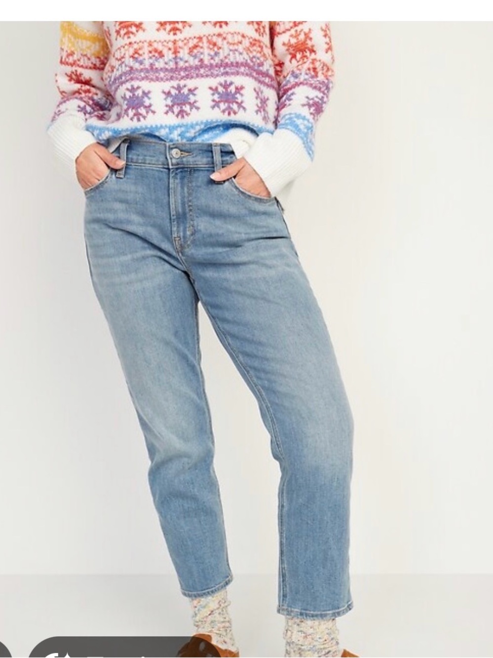 Old Navy Light Blue Mid-Rise Women's Boyfriend Jeans with Built-In Warm